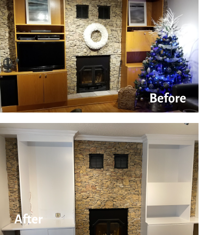 Painting Oak Cabinets and Refinishing Trim & Built In cabinets
